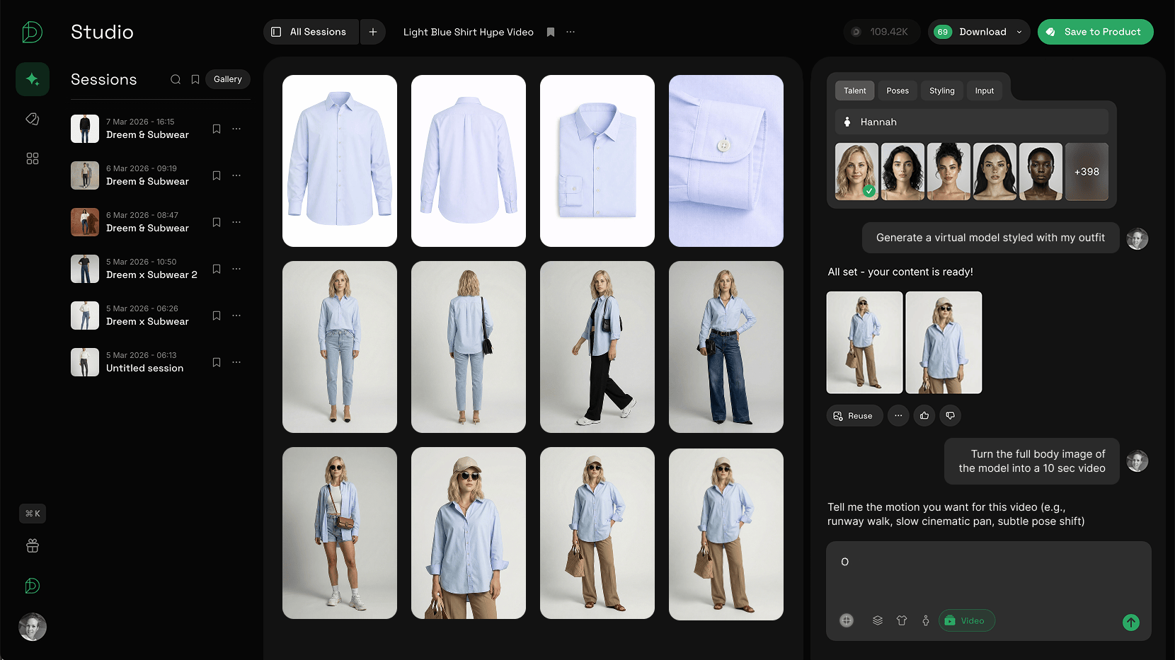 Dreem-Studio-Light-Blue-Shirt-Video-Prompt