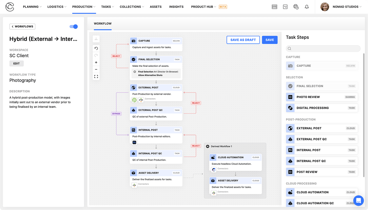 A capture workflow running from sample check-in through capture and ingest to routing