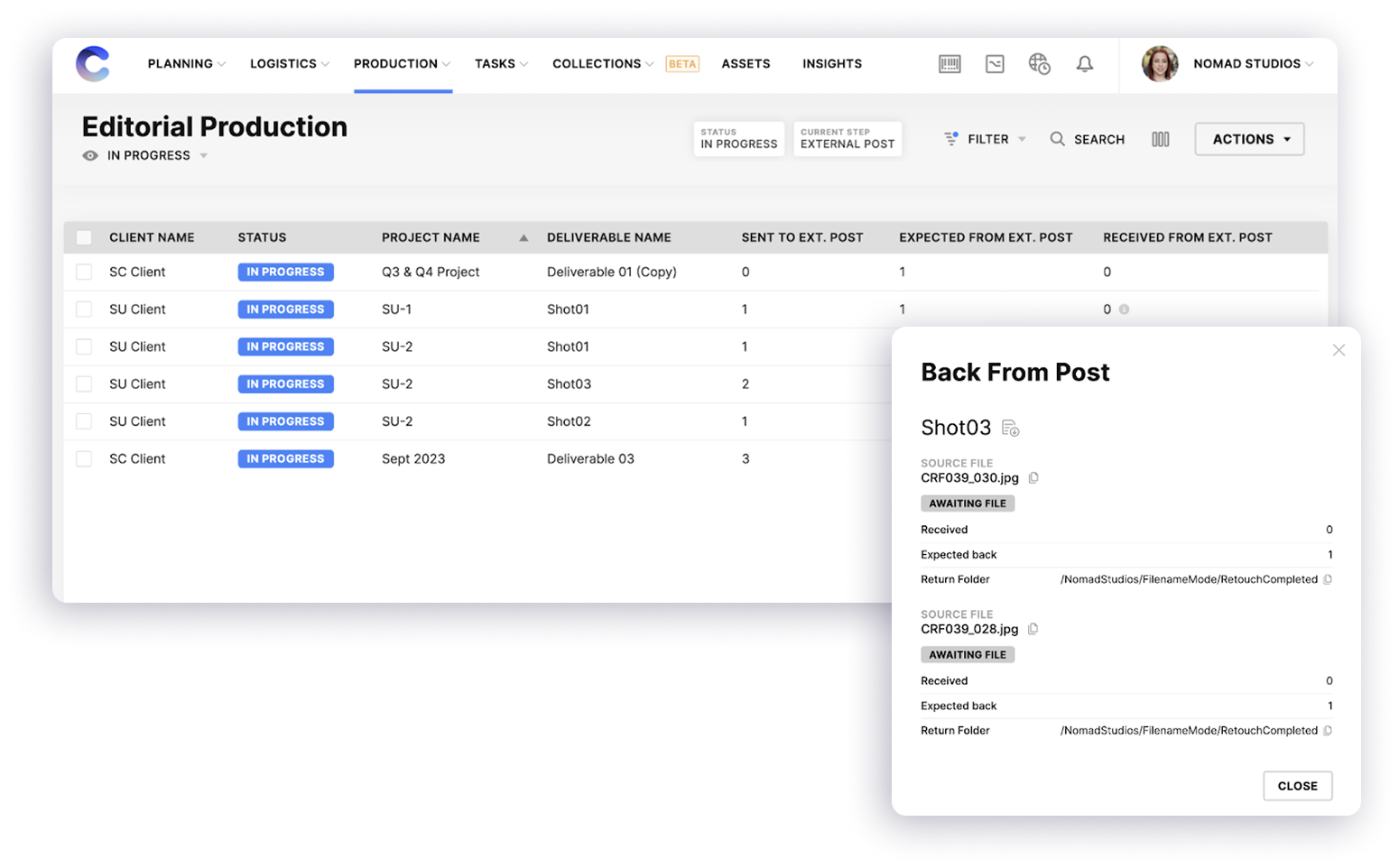 Track External Post Progress for Editorial Deliverable