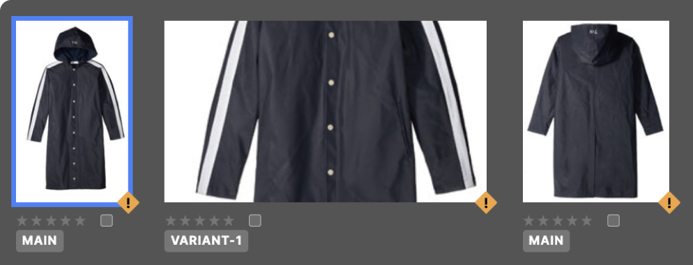 The jacket's main shot beside its variants