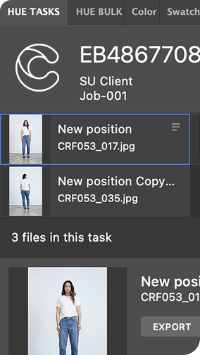 A retoucher's task list, each product request with its files